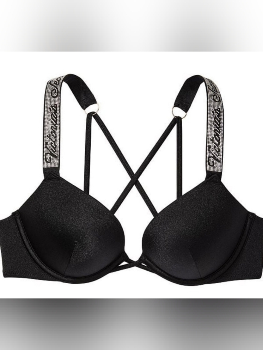 36C 36D VS Swim Shine Strap Bombshell Bikini Top Black